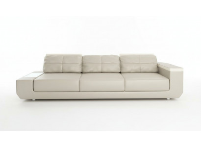 3-Sëtz Sofa Luxus Kënschtleeder Couchen grouss Këssen Designer Miwwelen Dräisëtzer