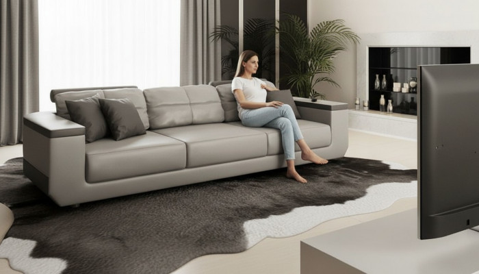 Modern 3-sëtzert XXL Sofa, Möbeldesigner Stoffsofa, Luxus-Couchen a Sofadesign 3-er.