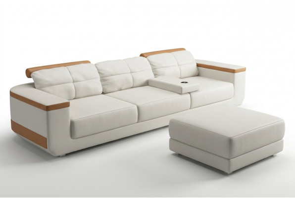 Sofa 3 Sëtz Textil Sofas Canapé Pouf Luxus Sofa Modern Stil Grouss XXL Couchen