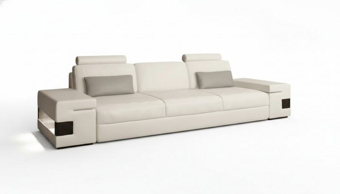 Modernen Luxus Designer Canapé 3 Sëtzer Miwwelen Polster Stoff Wäiss Canapéen XXL grouss