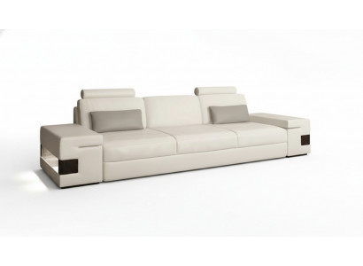 Modernen Luxus Designer Canapé 3 Sëtzer Miwwelen Polster Stoff Wäiss Canapéen XXL grouss