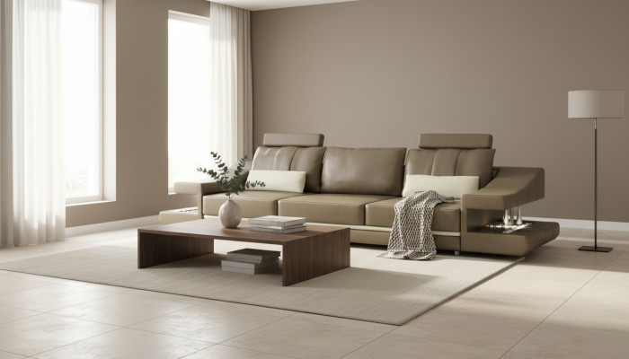 Moderne Designer Luxus Sofa 3 Sëtzer Miwwelen Polster Lieder Brong Grouss Sofaën Couchën