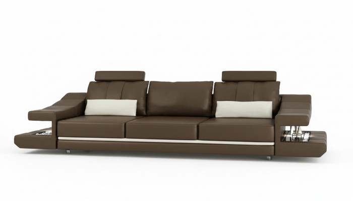 Moderne Luxus Designer Sofa 3 Sëtzer Miwwel Polster Textil Brong Couchen Eck