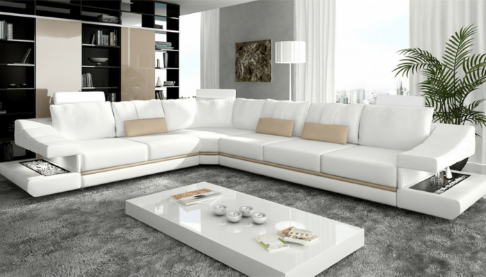 Wunnzëmmer modernes Design Sofaen Couchë Eleganz L-Form Eckcanapé Stoffer-Couch Nei