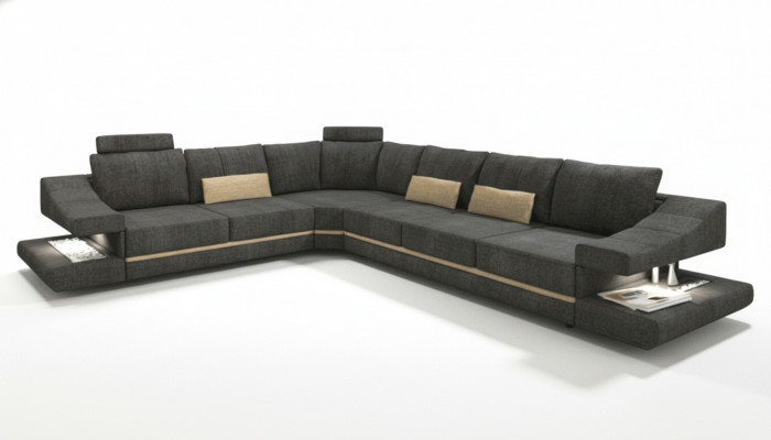 Wunnzëmmer Textil nei L-Form Sëtz Schlofssofa Miwwel Ecksofa Canapé Polsterméubel