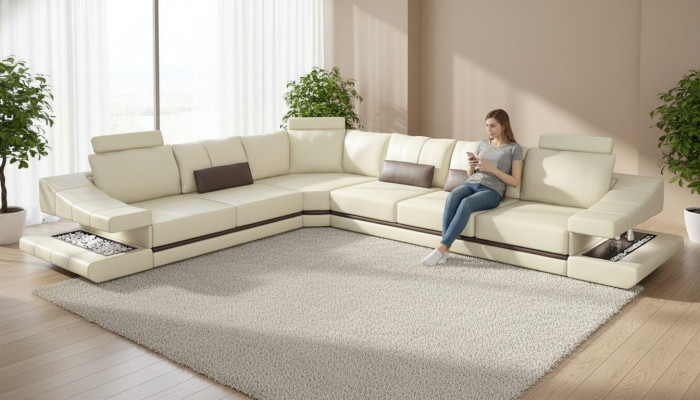 Ecksofas Eck Ecksofa Canapé Pölstermöbel Wunnzëmmer Textil L-Form Sofas