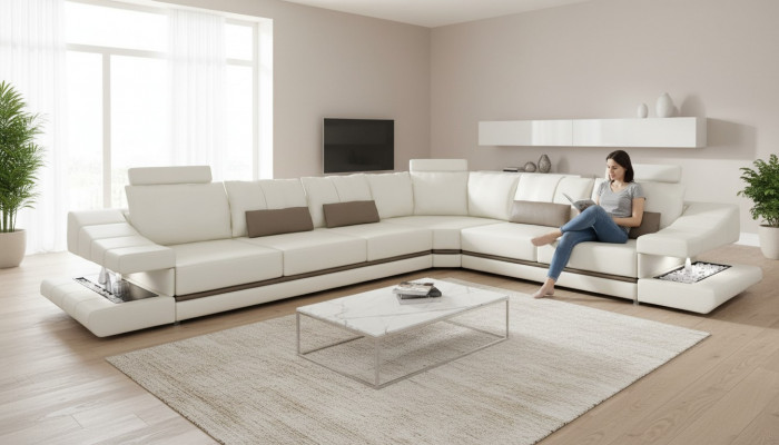 Wunnzëmmer Eckcouch Schlofsofa Modern Design Sofen Couchen Miwwelen