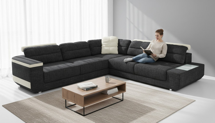 Canapé Eck Polster Eck Sëtz Sofa Modern L-Form Grouss Schlof Ecksofa Wunnlandschaft
