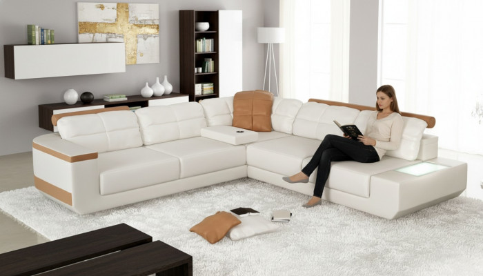 Modernen Design Sofa L-Form XXL Canapé Ecksofa Lieder Wunnlandschaft