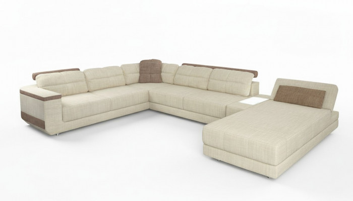 Design Ecksofa an U-Form Modern Sofa Wunnlandschaft Polstersofa Schlofffunktion Miwwel Nei