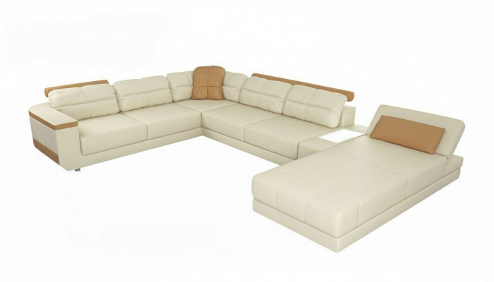 Designer Lieder Stoff Sëtz Modern Ecksofa U-Form Wunnzëmmer Design Couch Polster.