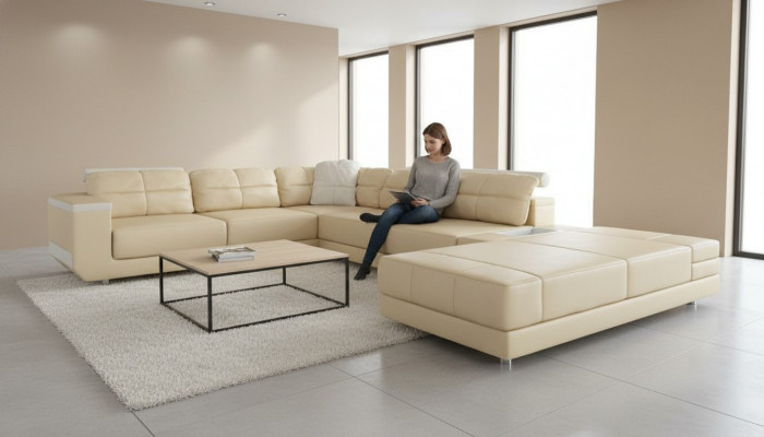 Sofa Eckcouch Canapé Design Polster Ecksofa Wohnlandschaft U Form Sofas Couchen