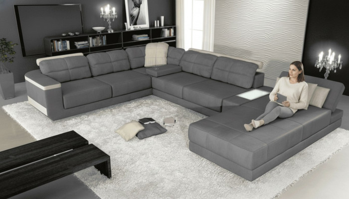 Wunnlandschaft Ecksofa Lieder Eck Sofasen Nei U-Form Sofa Canapé Polster Këschten Nei