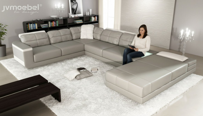 Wunnlandschaft Ecksofa Couch Gro Lieder Polster Sëtz Eck Sofa U Form Sofasen Nei