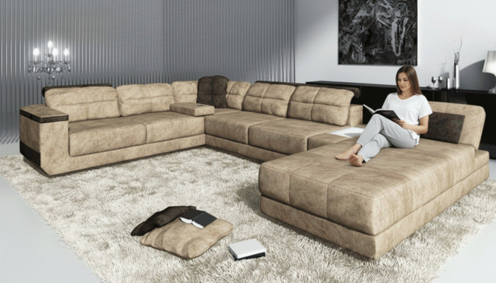 Wunnlandschaft Canapé Polster Ecksofa Liederbeni Designer Sofa U-Form Couchen Nei