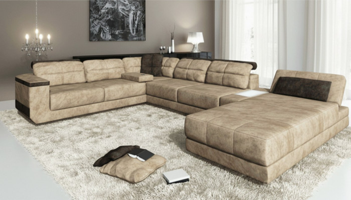 Wunnlandschaft Canapé Polster Ecksofa Liederbeni Designer Sofa U-Form Couchen Nei