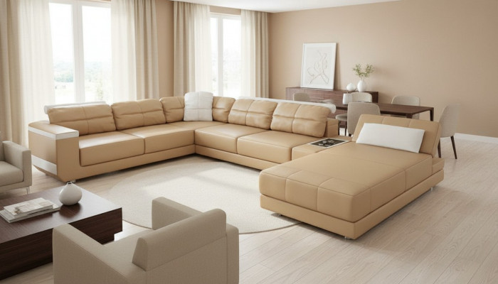 Design Canapé Ecksofa Wunnlandschaft Sofa U-Form Polster Canapéen Textil Canapéen