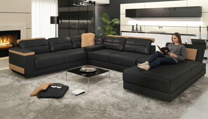 Modern Sofas Wunnlandschaft Ecksofa Stoff U-Form Couch Design Polster Textil Eck