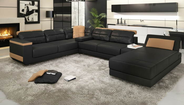 Modern Sofas Wunnlandschaft Ecksofa Stoff U-Form Couch Design Polster Textil Eck