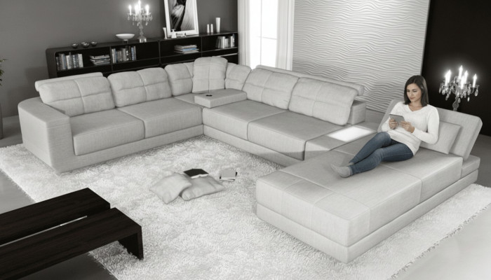 Eck Sofa Couch Polster Ecke Lieder-Sofa Couchen Miwwelen Neien Wunnlandschaft U Form