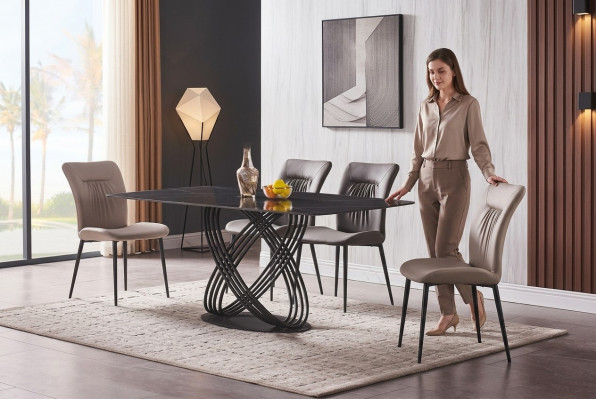 Luxus Dësch Edelstol Iessdësch Iesszëmmer Iessdëscher Kichen Dëscher Design Metall