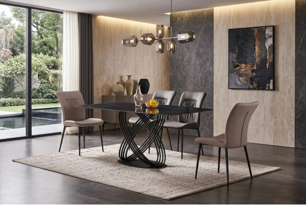 Luxus Dësch Edelstol Iessdësch Iesszëmmer Iessdëscher Kichen Dëscher Design Metall