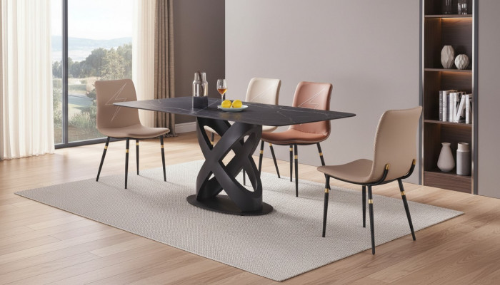 Luxus Modernen Steen Iessdësch Miwwelen Dësch Dëscher Iesszëmmer Design Kichen Nei