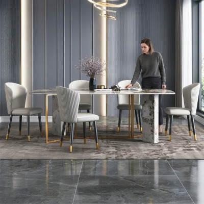 Luxus modernen Marmer Stil Iessdësch Miwwelen Dëscher Iesszëmmer Design Kichen