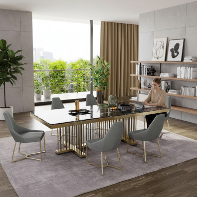 Miwwelen Dësch Dëscher Iesszëmmer Design Kichen Luxus Modernen Marmer Iessdësch 90x160