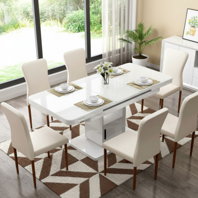 Dësch Luxus Dëscher Modern Iesszëmmer Miwwelen Iessdëscher Holz Holzdëscher Brong Wäiss