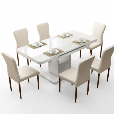 Dësch Luxus Dëscher Modern Iesszëmmer Miwwelen Iessdëscher Holz Holzdëscher Brong Wäiss