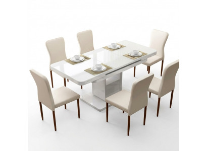 Dësch Luxus Dëscher Modern Iesszëmmer Miwwelen Iessdëscher Holz Holzdëscher Brong Wäiss