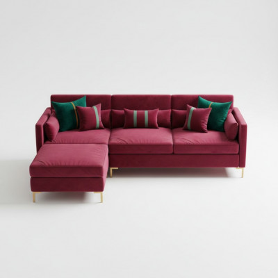 Wunnlandschaft Eckcanapé L-Form Relax Samt Massivholz Sëtz Design Canapé Lounge nei
