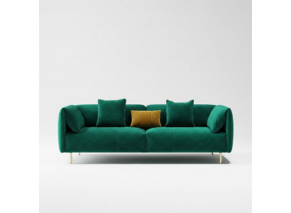 Sofa 2-Sëtz Velvet Zweisëtzer Relax Samt Holz Club Sëtz Design Couch Lounge
