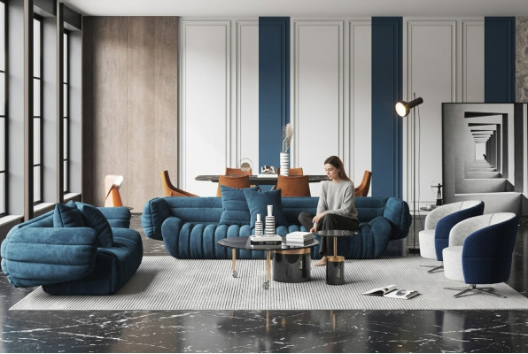 Samt Canapé 2 Sëtzer Wunnlandschaft Massivholz Relax Sëtz Design Couch Lounge