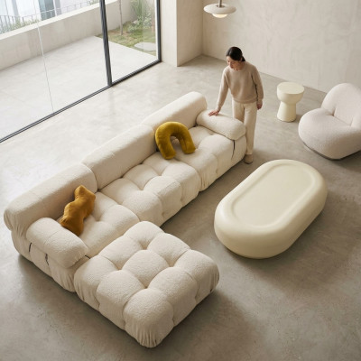 Eckcanapé L-Form Wunnlandschaft Relax Sëtz Design Couch Lounge Eck Modern Textil