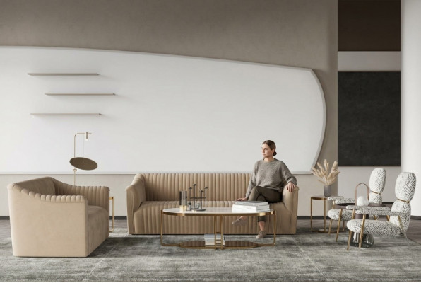 Sofagarnitur 3+1 Sëtzer Wunnlandschaft Relax Samt Sëtz Design Couch Lounge Nei