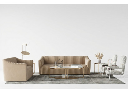 Sofagarnitur 3+1 Sëtzer Wunnlandschaft Relax Samt Sëtz Design Couch Lounge Nei