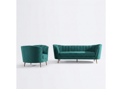 Wunnlandschaft Relax Samt Sëtz Design Canapé Lounge Sofagarnitur 3+1 Sëtzer Miwwelen