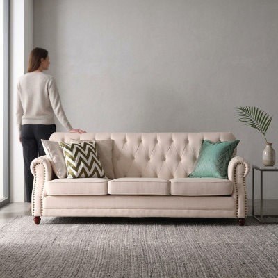 Chesterfield Sofa 3 Sëtzer Wunnlandschaft Relax Sëtz Design Canapé Lounge Canapéën
