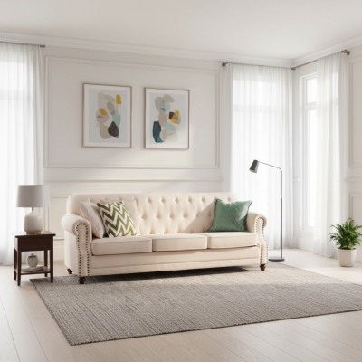 Sofagarnitur 3+1 Sëtz Stoff Sofa Chesterfield Grupp Garnituren Couch Sofas