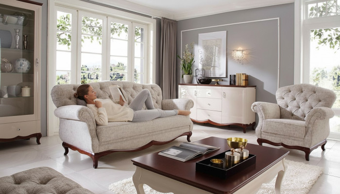 Schlofzofa Dräisëtzer Modern Stil Wunnzëmmer Sofa 3er Designer Miwwel Couchen Nei
