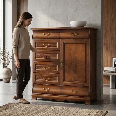 Modern Kommode Braun Kommoden Holz Design Miwwelen Sideboard Regal Hotel Nei