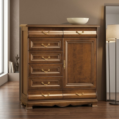 Modern Kommode Braun Kommoden Holz Design Miwwelen Sideboard Regal Hotel Nei