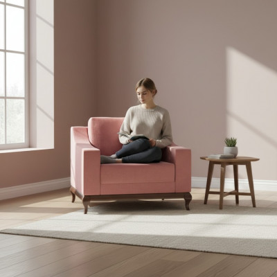 Fauteuil Design Miwwel klassesche Stil Wunnzëmmer 95 x 100 cm Lounge Fauteuil Neien