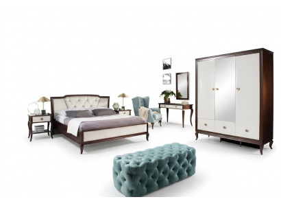 Komplett Schlofzëmmer Set 4 Deeler Design Bett + 2x Nuetsdësch + Kleederschaf