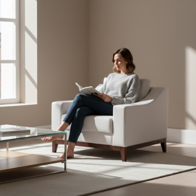 Polstersessel Relax Lounge Designer Sëtz Moderner Relax Modern Wäiss Stull Nei