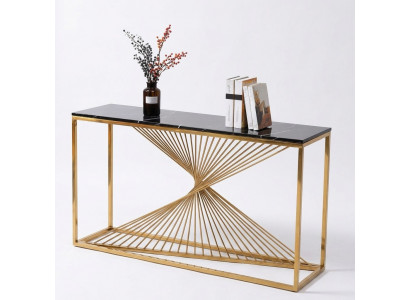 Designer Luxus Konsolendësch Konsolendëscher Holz Metall Design Gold