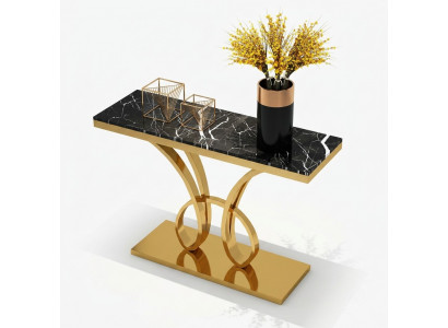 Moderne Konsolendësch Designer Gold Handgemaach Edelstol 120x40cm