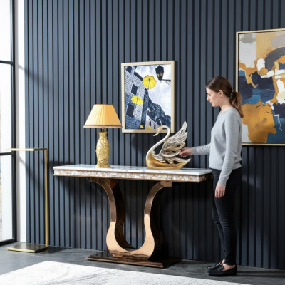 Designer Edelstahl Konsolendësch Dësch Konsole Konsolendëscher